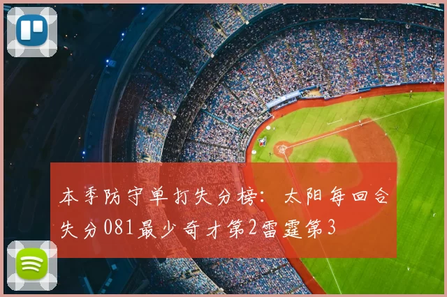 本季防守单打失分榜：太阳每回合失分081最少奇才第2雷霆第3